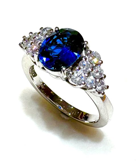 Ring Sommer Woman Classici in White Gold Zaffiro blu 2.60 Ct ZAF CT 2.06 DIA CT 0.56 F/VS - ZAF CT 2.06 DIA CT 0.56 F/VS